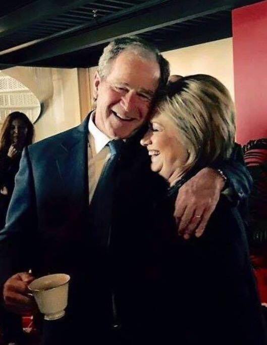 0000AA_ ST NY HILLARY CLINTON hugging POTUS George W. Bush